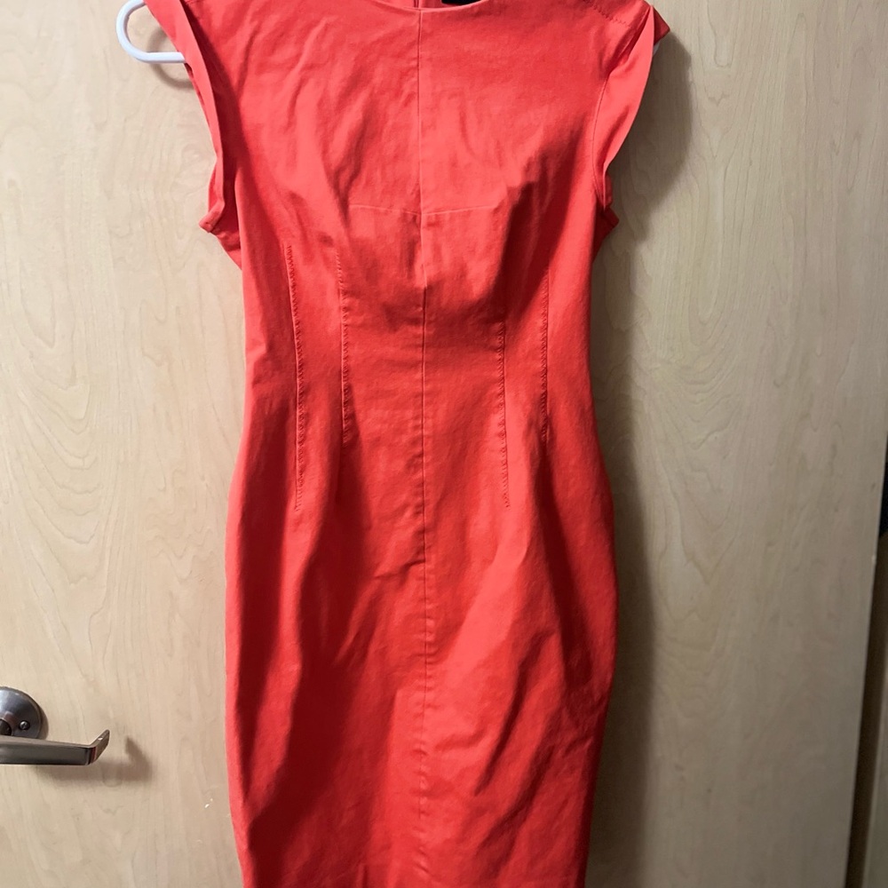 Banana Republic Orange Sheath Midi Dress Mock Neck